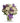 white roses and purple flowers in a vase.