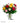 One dozen assorted long stem roses in a vase.