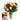 colorful roses in a vase and a greeting card