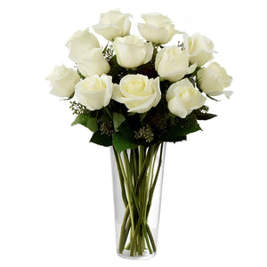 12 Long Stem White Roses