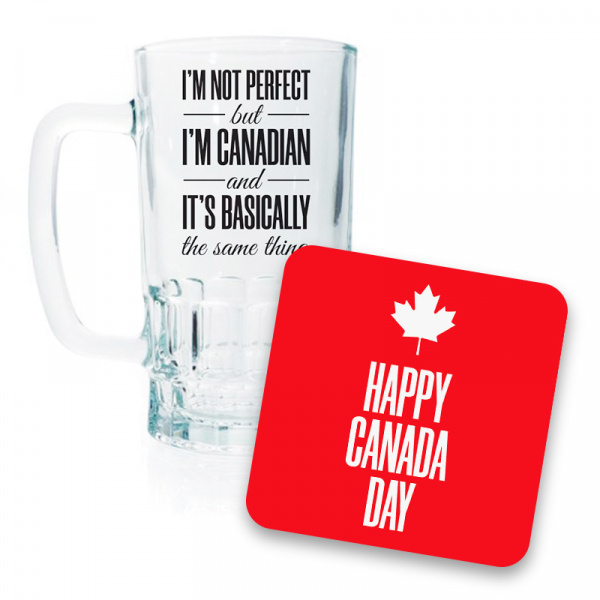 Canada Day Beer Mug and Coaster Set I 